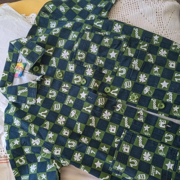 Size P Big Bud Press Work Jacket Lucky Green Print Pattern NWOT - Picture 3 of 13